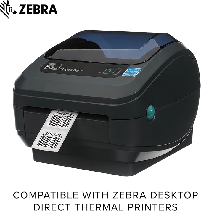 Zebra 1.25 x 1 in Direct Thermal Paper Labels Z-Perform 2000D Permanent Adhesive Shipping Labels 1 in Core 6 rolls 10031633SP