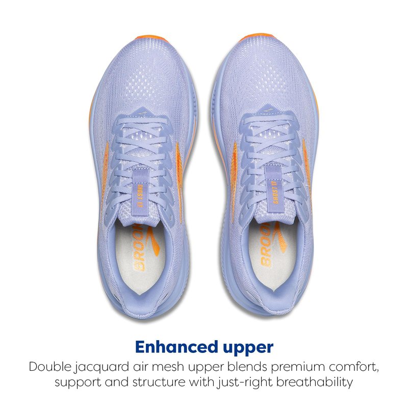 Brooks Women’s Ghost 17 Neutral Running Shoe - Blue Heron/White/Orange - 9.5 Medium
