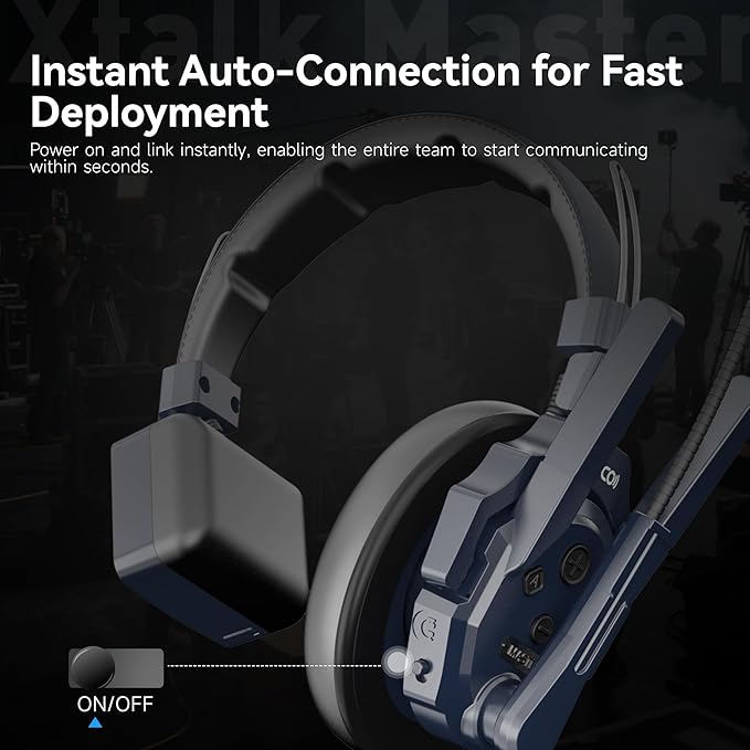 SYNCO Xtalk Master Wireless Intercom Headset System,2 Person 2.4GHz 500m/1640ft Headset with Noise Reduction Program,Real-time Monitoring