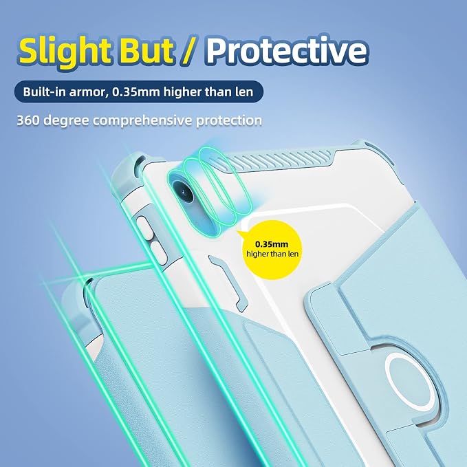 Kids Case for iPad Pro 11 M5/M4 &amp iPad Air 11 (2026/2025/2024) Shockproof Case with Pencil Holder Techcircle Light EVA Foam Handle Stand Bumper Protective Child Friendly Drop Proof Cover Black