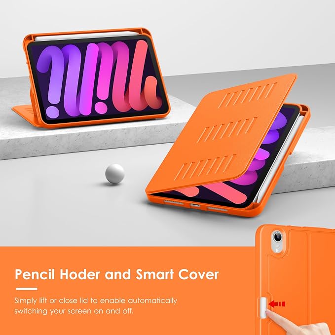 VIKESI Case for iPad mini 7 (A17 Pro) and iPad mini 6Multiple Angles Magnetic Stand CoverShockproof Soft BackPencil Holderand Auto Sleep/WakeBlack