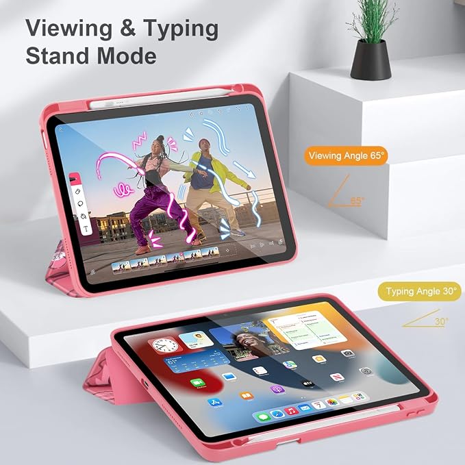 Mektron Case for 2026 iPad Air 11 inch M4 8th (M3 2025 7th /M2 2024 6th) Compatible with iPad Air 10.9 (2022 5th Gen /2020 4th Gen) Shockproof Clear Shell Blue Bows &amp Flowers