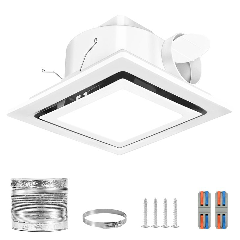 Orvexa Bathroom Exhaust Fan with Light, 140 CFM 1.0 Sone Quiet Bathroom Fan with Light, 12" x 12" Panel, 10" x 10" Ceiling Opening, 4" Duct, 6500K 1200LM LED, Independent Fan & Light Controls