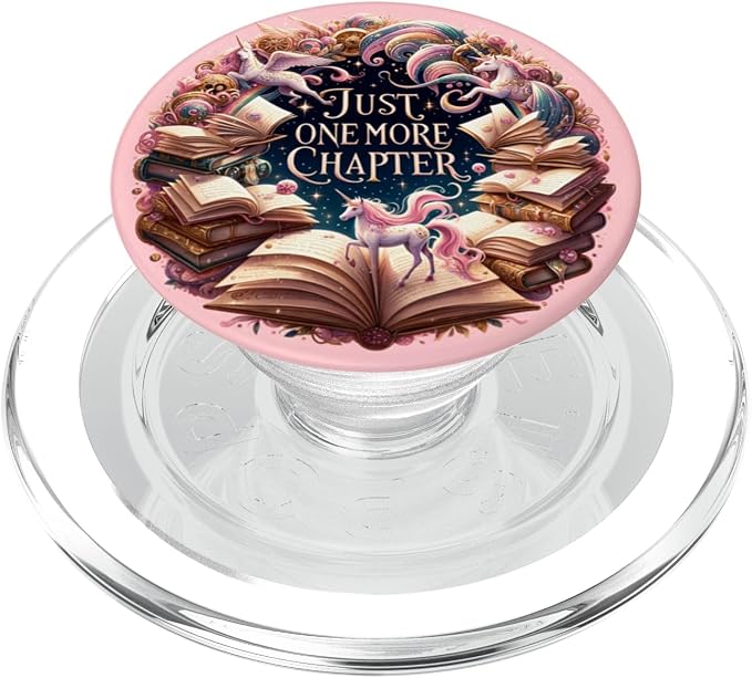 Just One More Chapter Bookish Unicorn Lover Girls Pink PopSockets Adhesive PopGrip