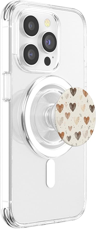 Brown Heart Pattern PopSockets Adhesive PopGrip