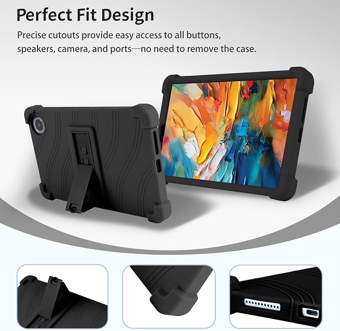 Case for TCL TAB 8 NXTPAPER 5G 8.7-Inch Tablet – Shockproof Silicone Protective Cover with Kickstand Drop-Resistant Business Style (Black)
