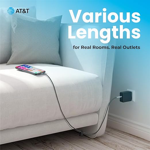 AT&ampT USB-A to USB-C Cable 6ft Braided Nylon – 60W Fast Charging USB-IF Certified 480Mbps Data Transfer – Compatible with iPhone 15/16 Galaxy Pixel Tablets &amp More – Black