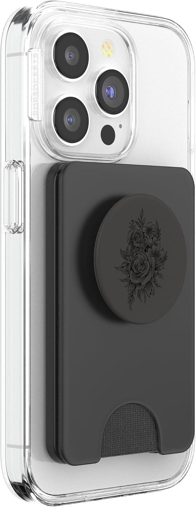 Black Gray Floral Flower PopSockets Adhesive PopGrip