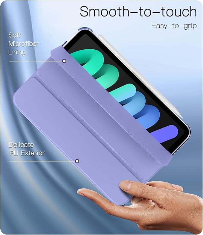 TiMOVO Case for iPad mini 7 A17 Pro 8.3 &amp mini 6th Gen - Black | Slim Translucent Hard Back Folio Cover Support Touch ID Auto Wake/Sleep