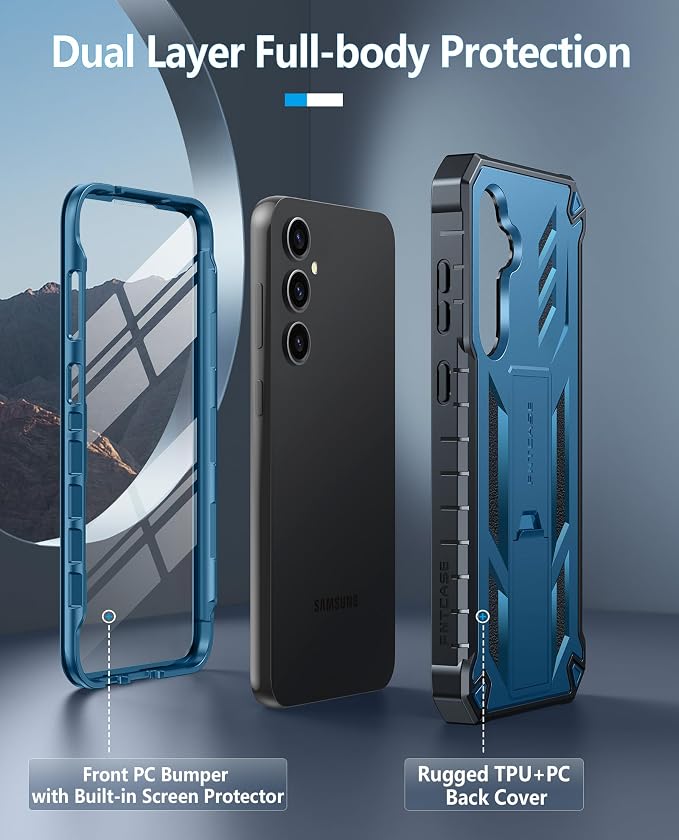 FNTCASE for 11 Pro XL Case Rugged Kickstand 2 Front Frames Black | Built-in Screen Protector 20FT Military-Grade Drop Protection Rugged Heavy Duty Shockproof Full Body Protective Cover