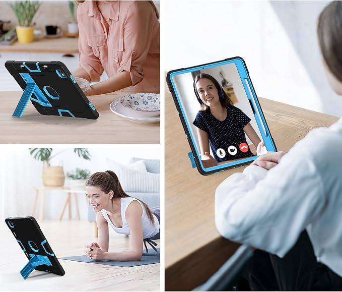 for iPad Pro 13 Inch Case M4 (2024 Model 7th Generation) A2925 A2926 A3007 with Kickstand Silicone Cover Protective Case for iPad Pro 13” Black