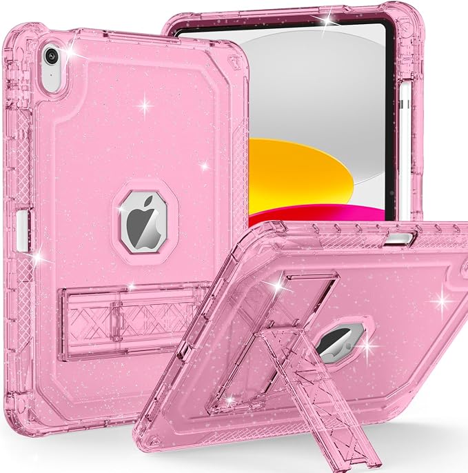 ZoneFoker Case for iPad 11-inch (A16) 2025 / iPad 10th Gen 10.9 inch 2022 Heavy Duty Shockproof Rugged Protective with Pencil Holder 11th / 10th Translucent Cover with Kickstand