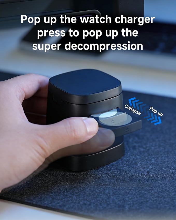 4-in-1 Wireless Charging Station 15W Fast Charging with Adjustable Night Light Multi Device Charging Station Compatible with iPhone 15/14/13/12 Series Apple Watch AirPods – Black