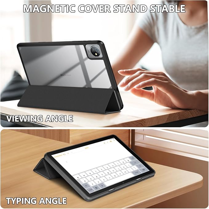 Case Compatible Blackview Tab 70 WiFi 10.1 TabletAnti-Collision Transparent Back Shell Cover with Auto Wake/Sleep FunctionBlack