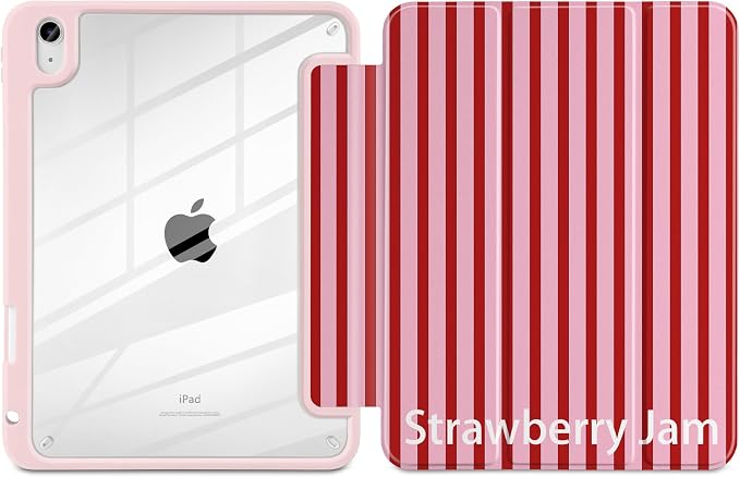 Case for iPad (A16) 11th Generation 11 inch 2025 /iPad 10th Gen 10.9 2022 - Aesthetic Cute Preppy Design Trifold Cover with Soft TPU Bumper Clear Back Auto Sleep/Wake Waves