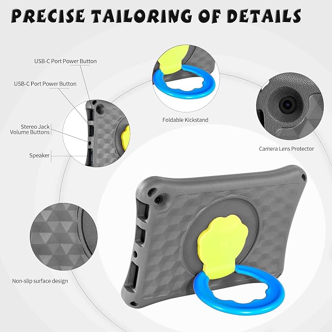 All-New Fire HD 10 Tablet Case for Kids(2023 Release)Incompatible with iPad SamsungLight Weight Shock Proof Handle Friendly 360 Rotating Grip Stand Kid-Proof Case (Green)