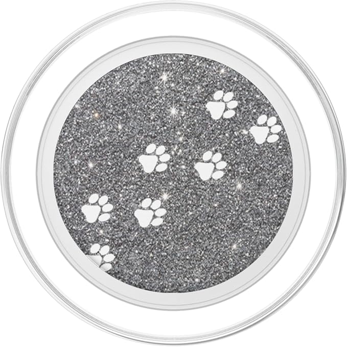 Silver Paw Print Tracks Dog Cat Mom White Cute PopSockets Adhesive PopGrip