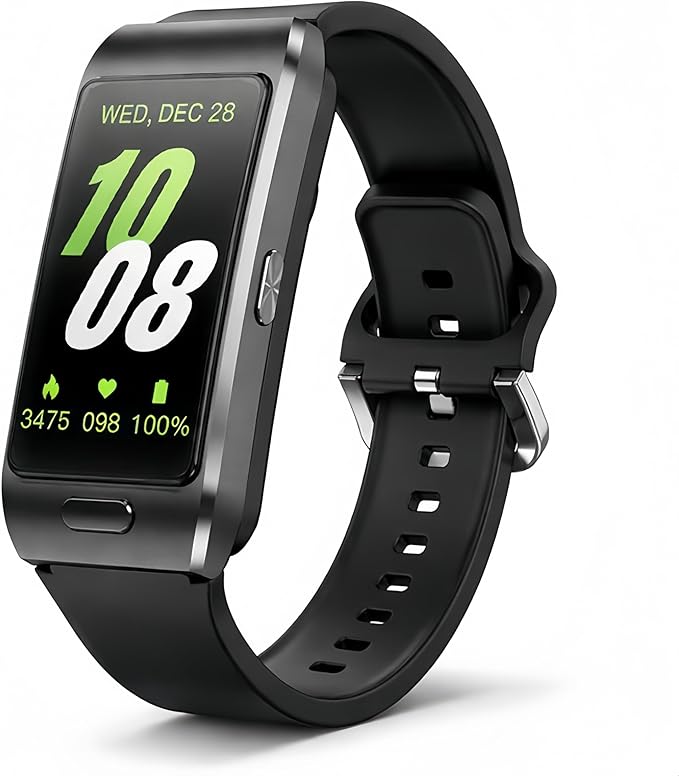 2-in-1 Smart Health Band with Built-in Bluetooth Earbuds, Fitness & Activity Tracker with Heart Rate & Sleep Monitor, Bluetooth Call Support, 1.57" HD Touchscreen for Daily Wellness (Black)