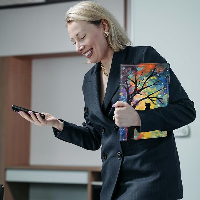 Slim Case for Amazon Kindle Fire Max 11 Case (13th Generation 2023 Release) 11 PU Leather Folio Stand Adjustable Smart Cover with Auto Wake/Sleep for Kindle Fire 11 TabletArt Black Cat Tree