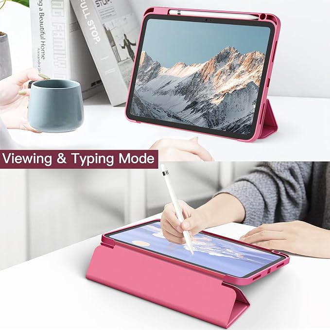 JETech Case Cover for iPad (A16) 11th/10th Gen Black | For 2025/2022 Model Clear Transparent Back Pencil Holder Slim Shockproof Tri-Fold Stand Auto Wake/Sleep
