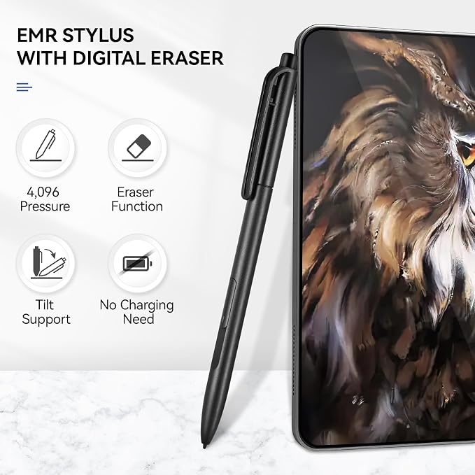 EMR Stylus Compatible with Remarkable 2 Pen with Eraser Replacement Pen for Remarkable 2 Tablet/Remarkable Device 4096 Pressure Levels Palm Rejection(Includes 2 Pen Tips)