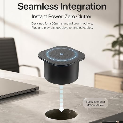 15W Black Flush Mount Wireless Charger Fast Charging Pad