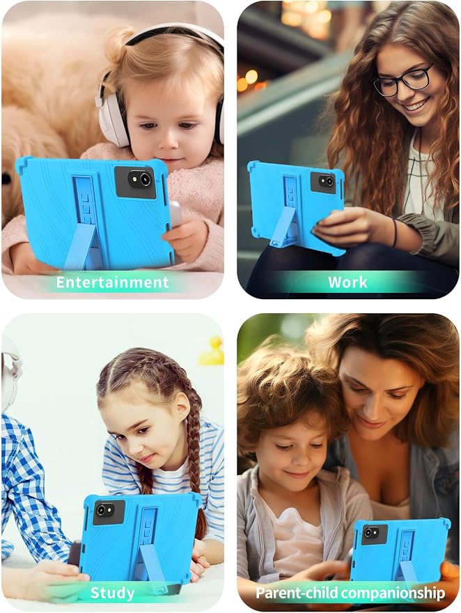 Case for ApoloMedia EP1095T 11 Tablet 2025 Android 15，WUNIAK Shock Proof Lightweight Stand Rubber Shell Protective CoverKids Friendly Soft Silicone Adjustable Stand CoverBlack