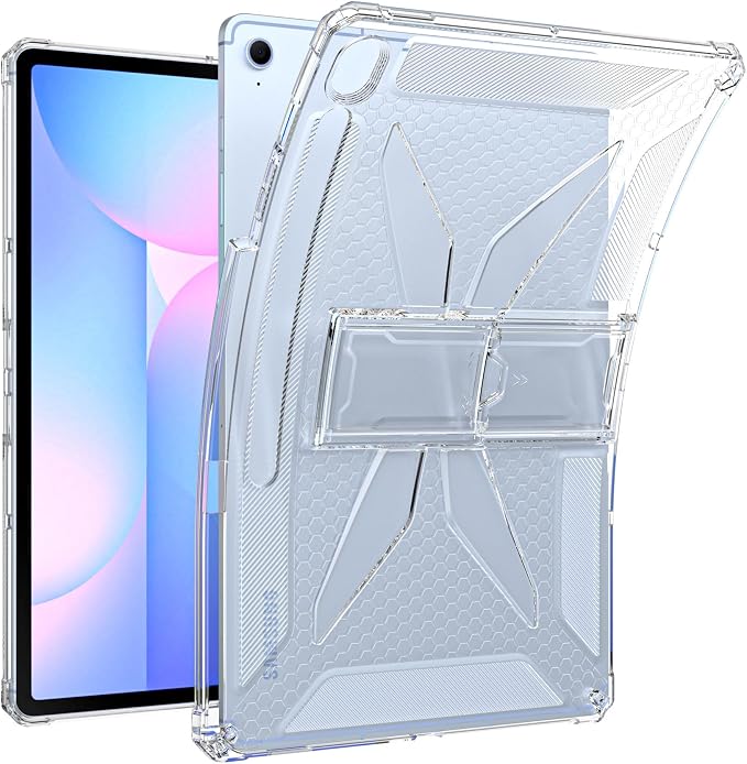 Clear Case for Samsung Galaxy Tab A11 8.7 2025 with Pencil Holder/Kickstand Soft TPU with Reinforced Corners‌ Shockproof Impact Resistant - Clear