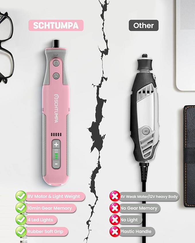 Rotary Tool Pink, 8V Cordless Rotary Tool with 2.0Ah Battery, Rotary Tool Kit with Upgraded Sanding Belt, 25 Rotary Tool Accessories for Grinding, Carving, Engraving, Polishing, Cutting, etc