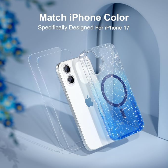 Choiche for iPhone 15 Pro Max Case Compatible with MagSafe Glitter Black | Women Girly Cute Glitter Sparkly Magnetic Phone Case with Diamond Camera Lens Protectors Military-Grade Drop Protection 6.7