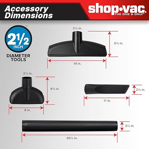 Shop-Vac 5801411 14-Gallon Wet/Dry Shop Vacuum, 5.5 Peak HP, 2.5 Inch Diameter x 7 Foot Hose, 20 Foot Cord, Ideal for Home, Garage, and Workshop Cleaning
