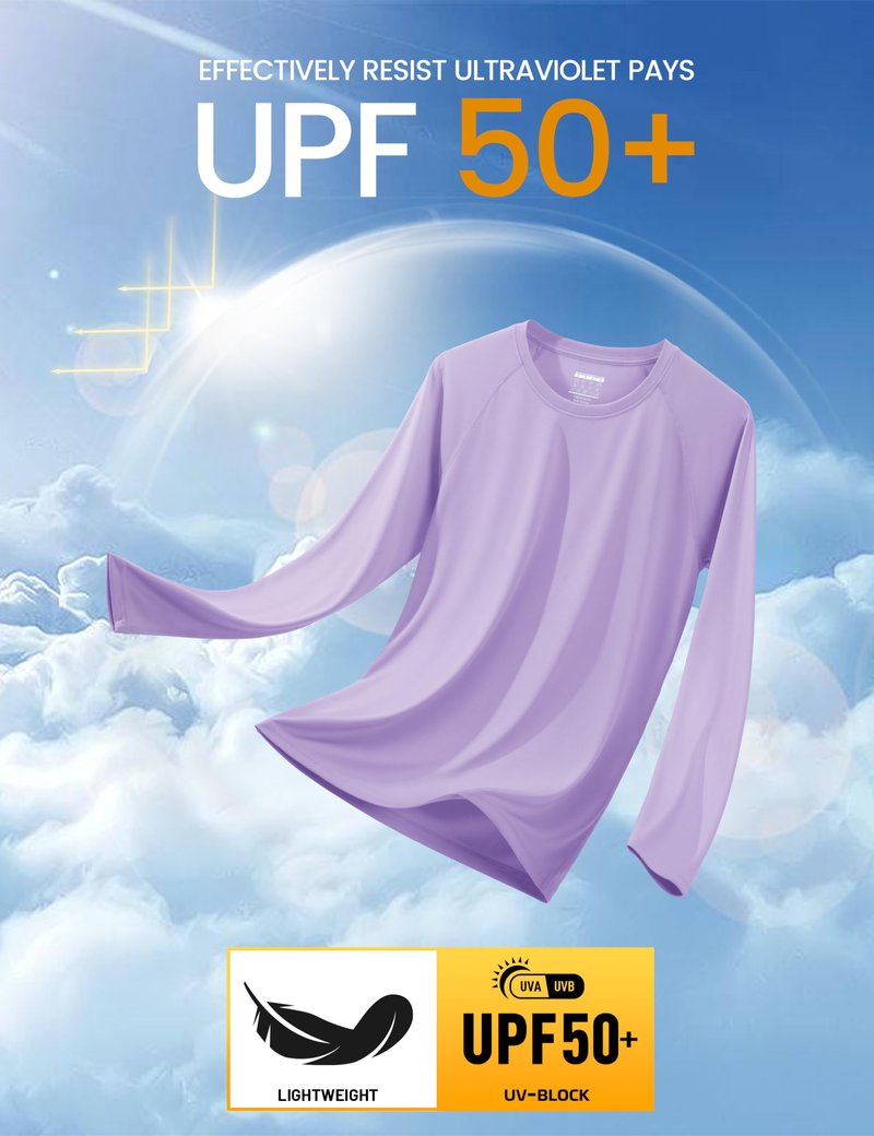 MAGCOMSEN Rash Guard Men UV Protection Swim Quick Dry Long Sleeve Shirts for Men Hiking Athletic Workout Sun Summer Shirts Purple