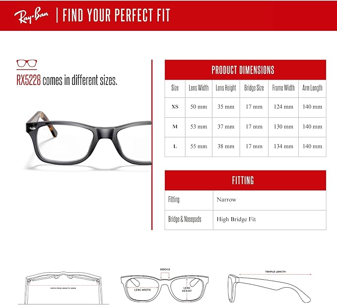 Ray-Ban RX5228 Square Eyeglasses for Men for Women +BUNDLE with ACCESSORY EYEWEAR KIT