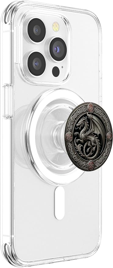 Aesthetic Viking Chinese Dragon Silver Mythical Fantasy PopSockets Adhesive PopGrip