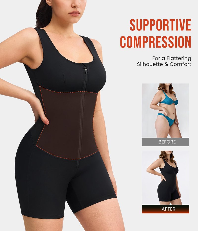 Junlan Waist Trainer for Women - Sauna Suit Women Full Boday Sauna Shirt for Working Out(Black, Large)