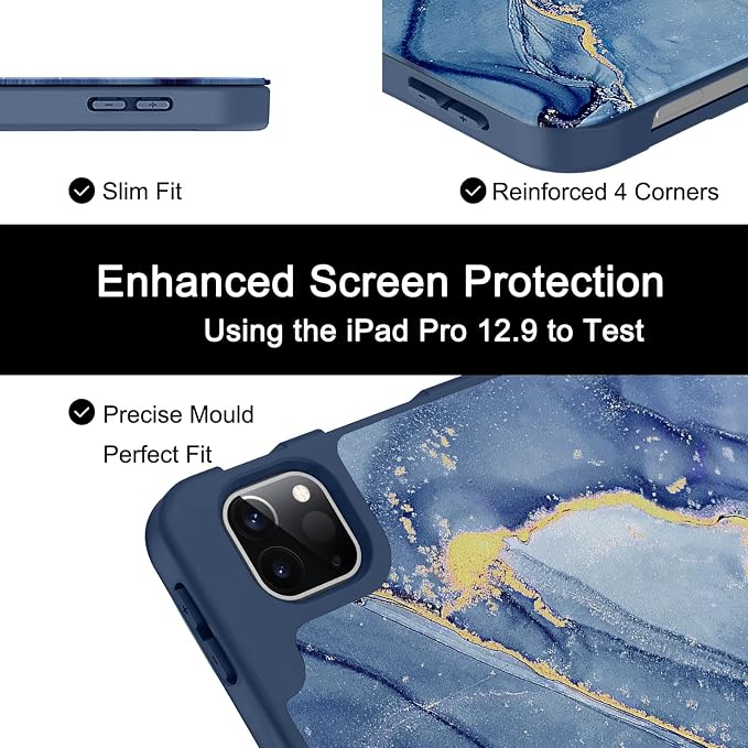 Soke Case for iPad Air 13 Inch (M4/M3/M22026-2024) iPad Pro 12.9 6th/5th Generation with Pencil Holder(2021 2022 Release)-[Apple Pencil Charging + Auto Wake/Sleep] Soft Back Cover Book Black