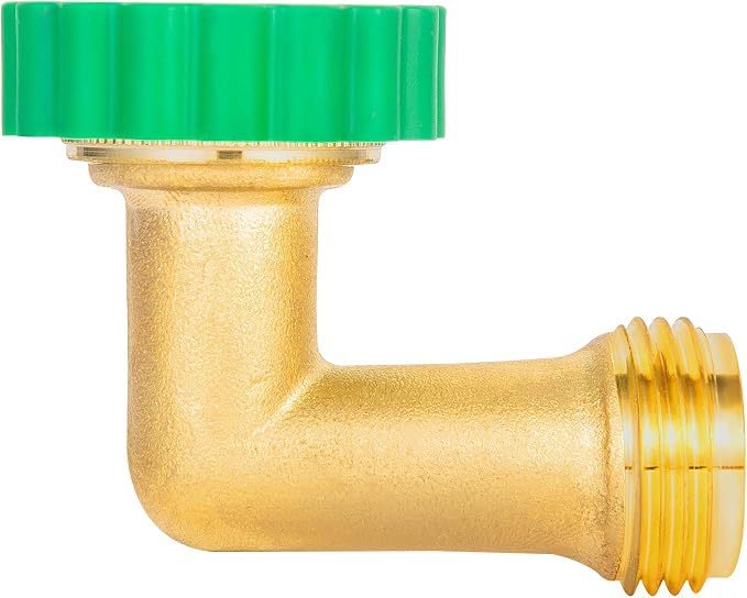 Lead-Free Brass 90°Hose Elbow Fitting, 90 Degree Hose Saver Green Quick Swivel