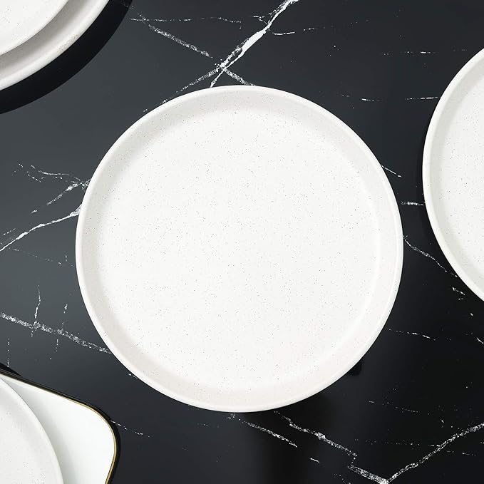 Stone Lain Stoneware Dish Set, 4 Dinner Plates, Albie - Speckled White