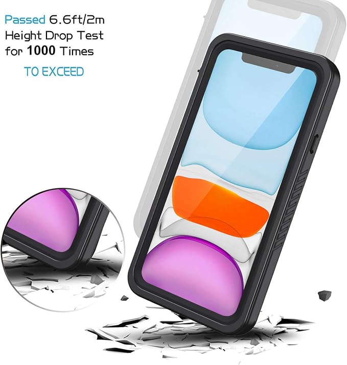 Lanhiem for iPhone 11 Case IP68 Waterproof Dustproof Case with Built-in Screen Protector Heavy Duty Full Body Protective Clear Back Phone Cover for iPhone 11 (Black)