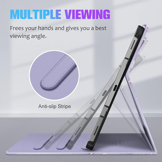Fintie Multi-Angle Viewing Case for Samsung Galaxy Tab S8/S7 11 Inch | Front Card Pocket 3 Viewing Angles S Pen Protection Auto Wake/Sleep Black