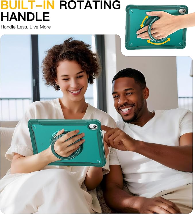 BRAECN for iPad (A16) 11th/10th Generation Case 11 inch 2025/10.9'' 2022 Handle Protective Cover 360 Rotating Ring Stand Shockproof Dropproof Case for Kids Kickstand &amp Pencil Holder &amp Shoulde