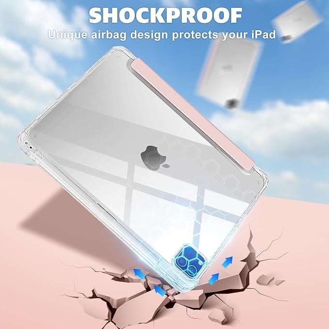 Case for iPad 9/8/7 Gen Case(2021/2020/2019)- Shockproof Cover with Built-in Pencil Holder- Smart Auto Sleep/Wake - Perfect for Students at Home/School-Pink