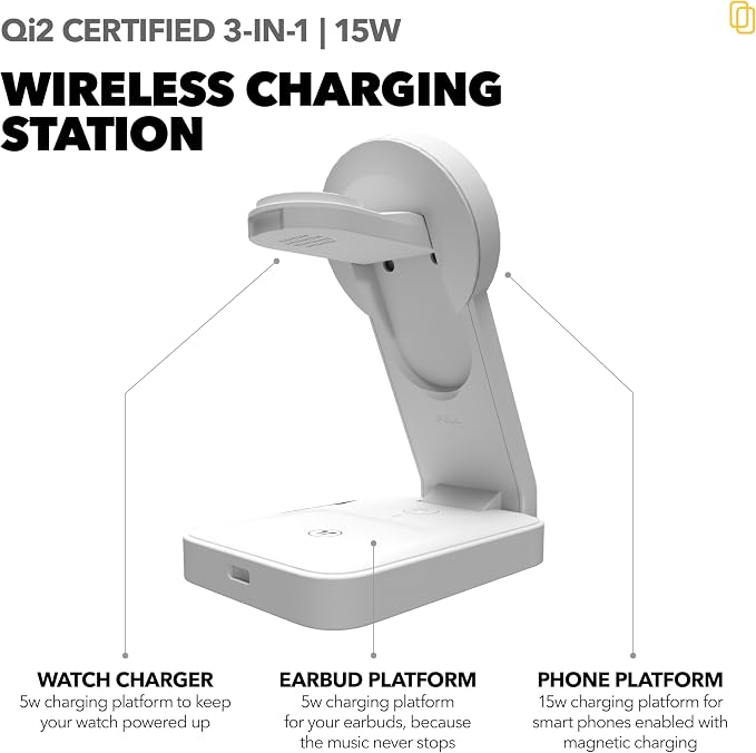 Foldable Magnetic Mag-Safe Wireless Charging Station cellhelmet Qi2 3 in 1 Fast Wireless Charging Stand with 20W PD Wall Block