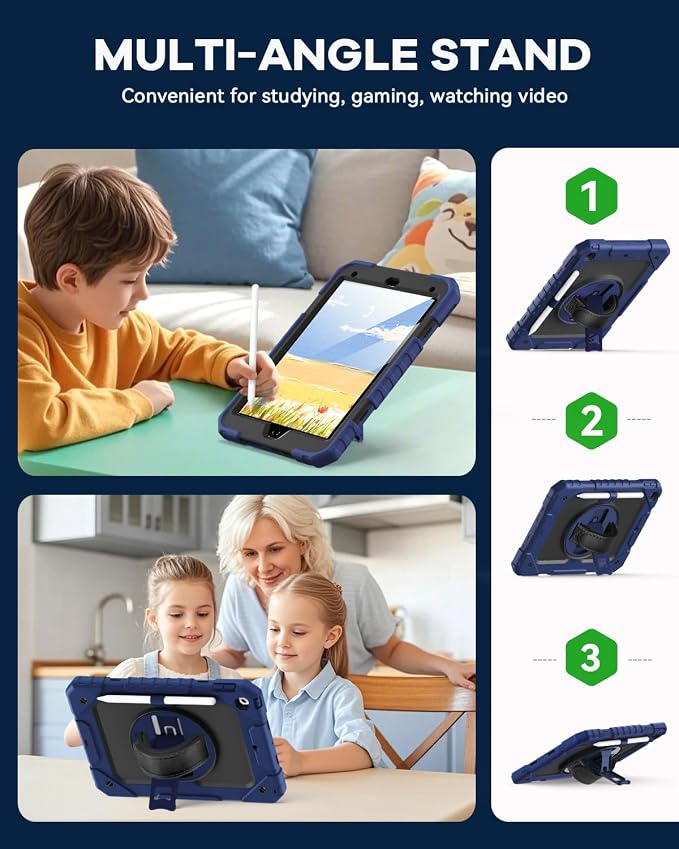 Cantis Case for iPad 9th/8th/7th Generation with Screen Protector iPad 10.2 Case 2021/2020/2019 with 360 Degree Rotating Stand/Shoulder Strap/Pencil Holder Alpine Green