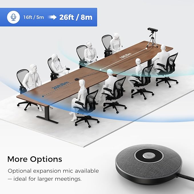 NEARITY V30S 4K Video Conference Camera with Microphone, 120° FOV/3X Digital Zoom, All in One Conference Room Webcam, Dual Mics, Video Conferencing System for Business Meetings/Smartboard