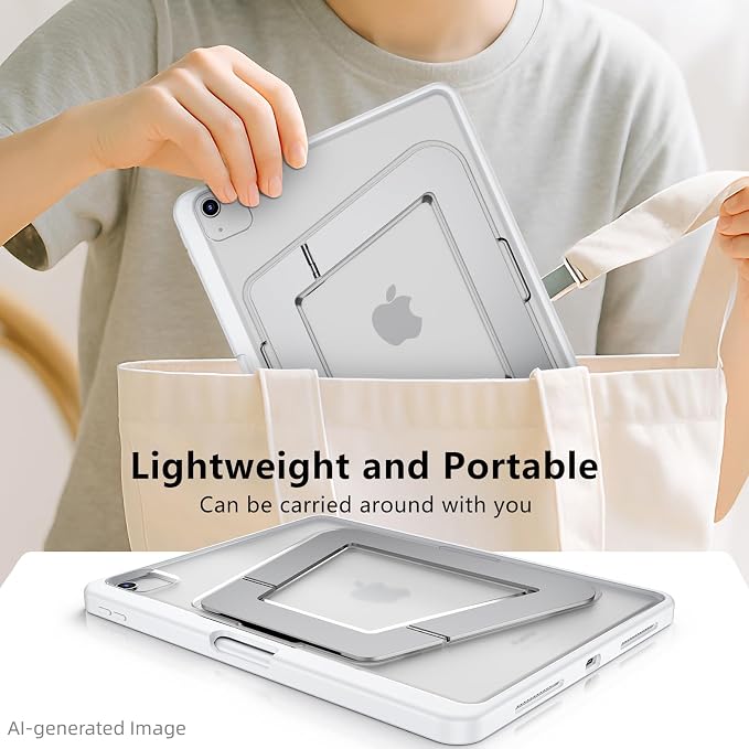 Slim Kickstand Case for iPad Air 11-inch (M2 M3 M4)/Air 5th 4th Gen/Pro 11 | Ultra-Stable Metal Stand Landscape/Portrait Multi-Angles PC Hard Back TPU Soft Edges Shockproof with Pencil Holder