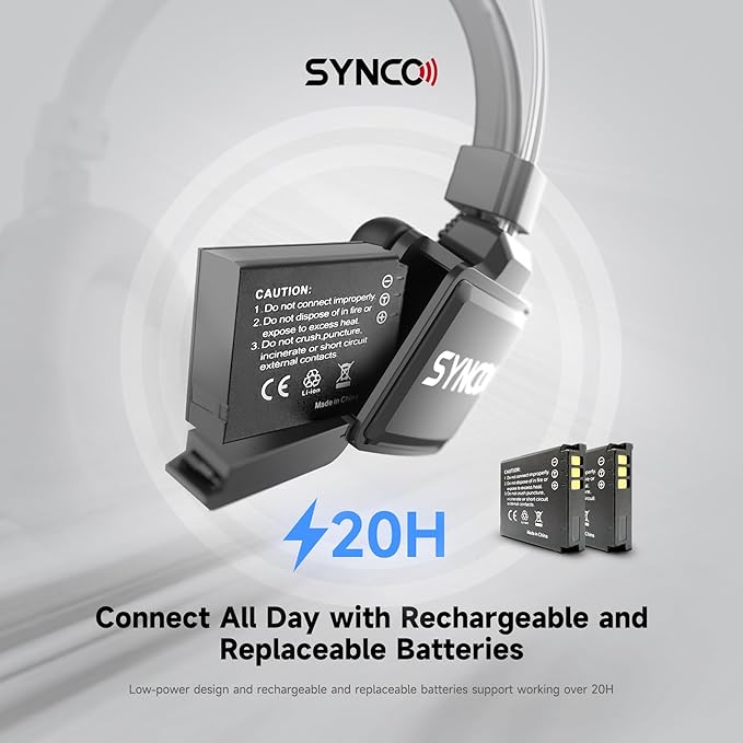 SYNCO XTALK X2 Wireless Headset Intercom System 2.4GHz 400 Meters Noise Cancellation Communication Headset for 2 Persons Live Streaming Movie Shoot Team Communication