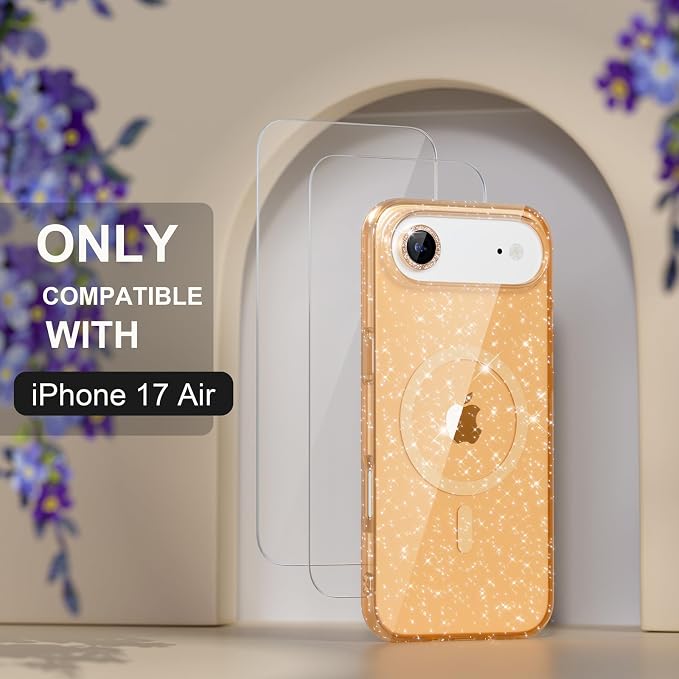 Choiche for iPhone 15 Pro Max Case Compatible with MagSafe Glitter Black | Women Girly Cute Glitter Sparkly Magnetic Phone Case with Diamond Camera Lens Protectors Military-Grade Drop Protection 6.7