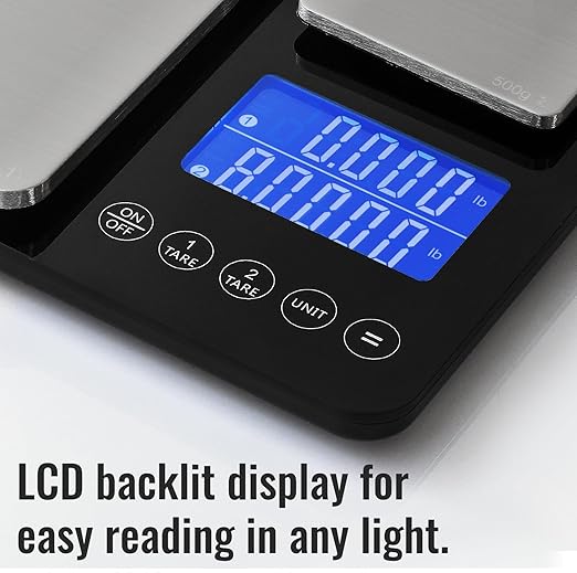KitchenTour Dual Platform Digital Kitchen Food Scale, 0.001oz/33lb