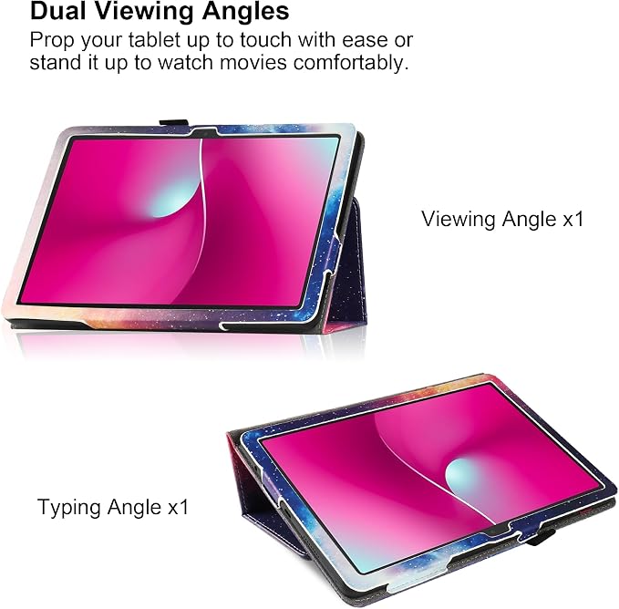 Case for T-Mobile REVVL Tab 2 5G 10.1 Inch Tablet 2025 Released - Lightweight Folio PU Leather Cover with 1 Random Stylus (Galaxy)